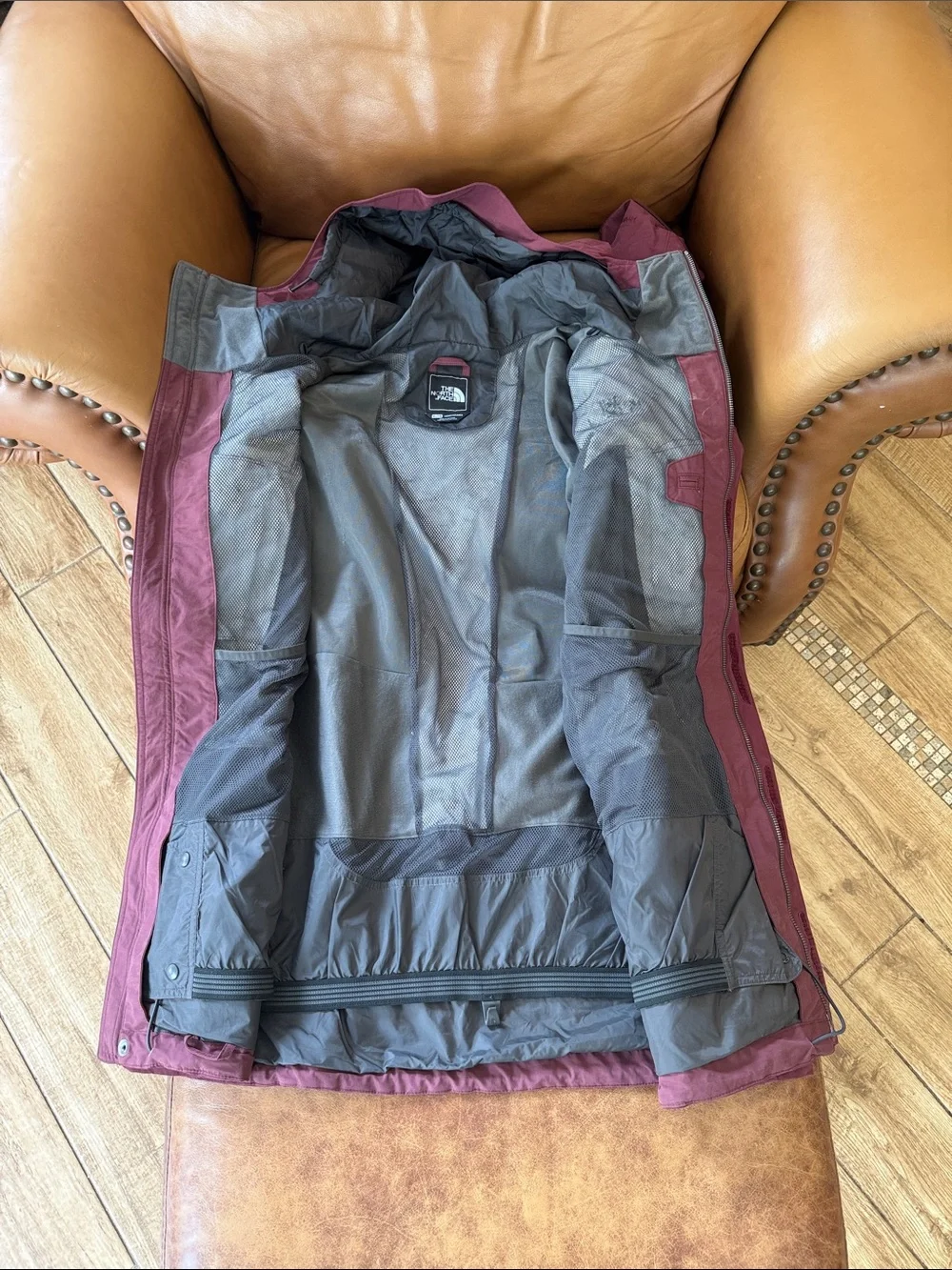 Vintage The North Face Mens Full Zip Parka Ski Jacket Sz XL Maroon Black Y2K
